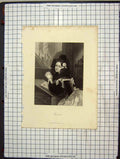 Original Old Antique Print C1880 Portrait Rosina Payne Engraving 19th