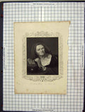 Original Old Antique Print C1880 Portrait Marked Woman Duncan Engraving 19th