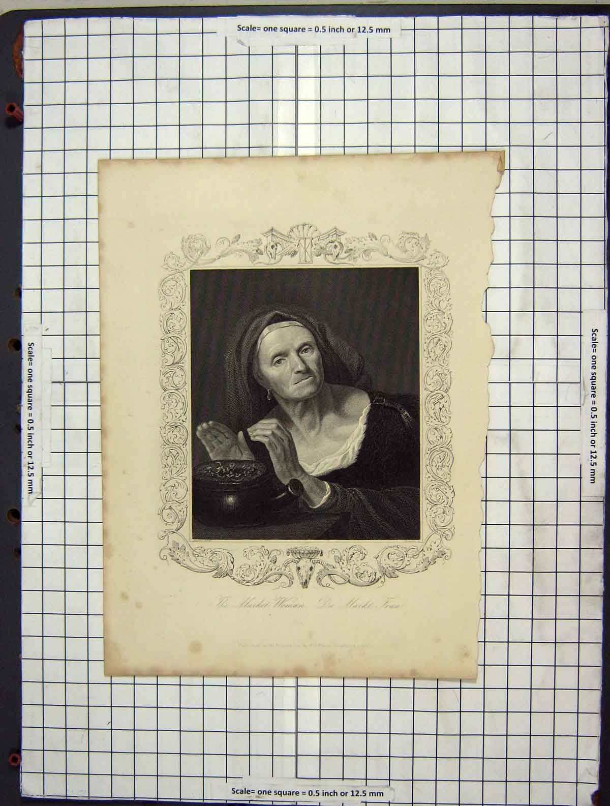 Original Old Antique Print C1880 Portrait Marked Woman Duncan Engraving 19th