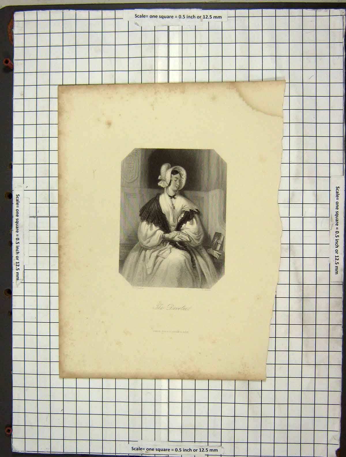 Original Old Antique Print C1880 Portrait Devotee Lady Woman Jenkins Victorian