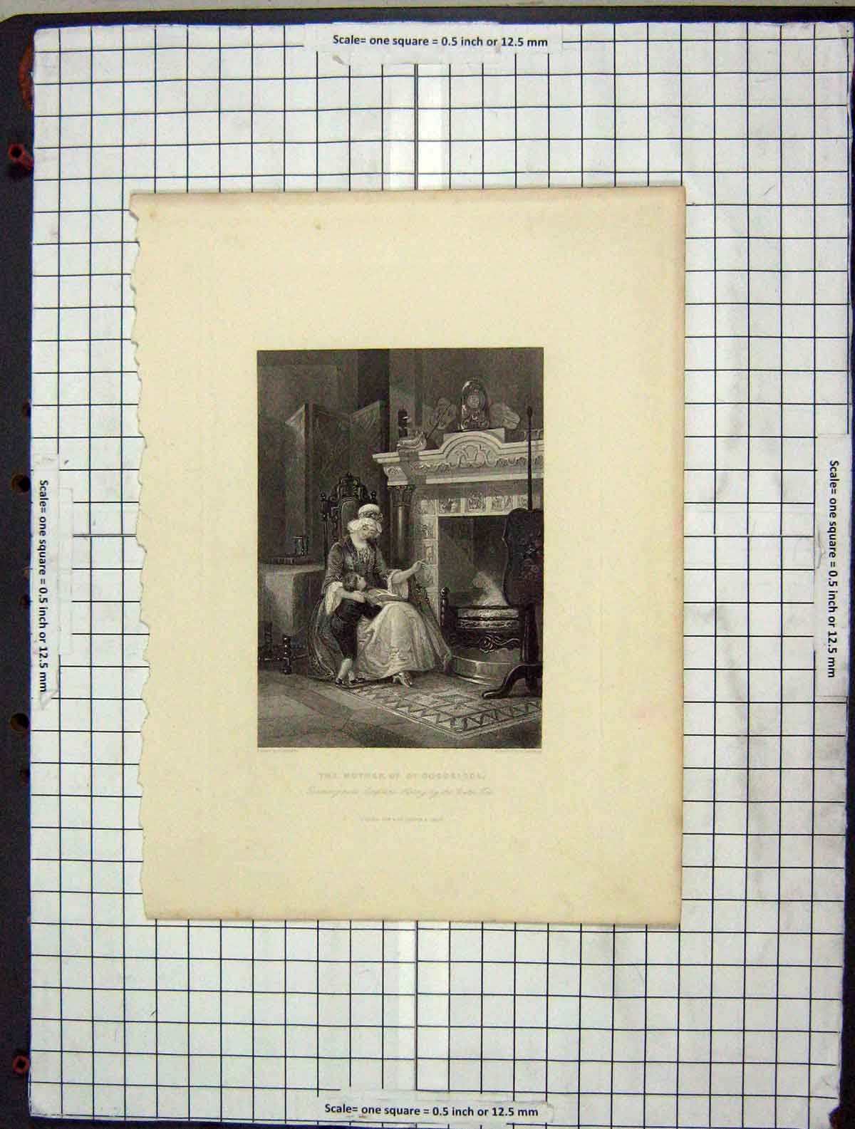 Old Antique Print C1880 Portrait Mother Dr. Goodridge Presbury Engraving 19th
