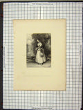 Original Old Antique Print 1845 Portrait Beautiful Village Bells Girl Cochran