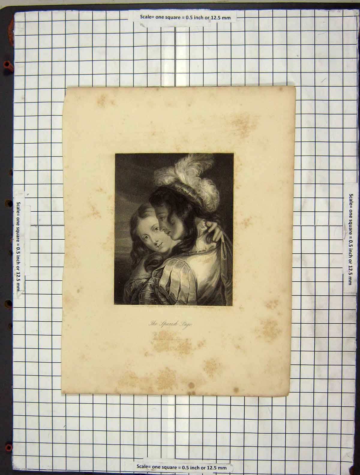 Original Old Antique Print 1844 Portrait Spanish Page Boys Engraving Woolnoth