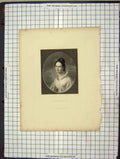 Original Old Antique Print 1845 Portrait Missionary Wife Holl Engraving 19th