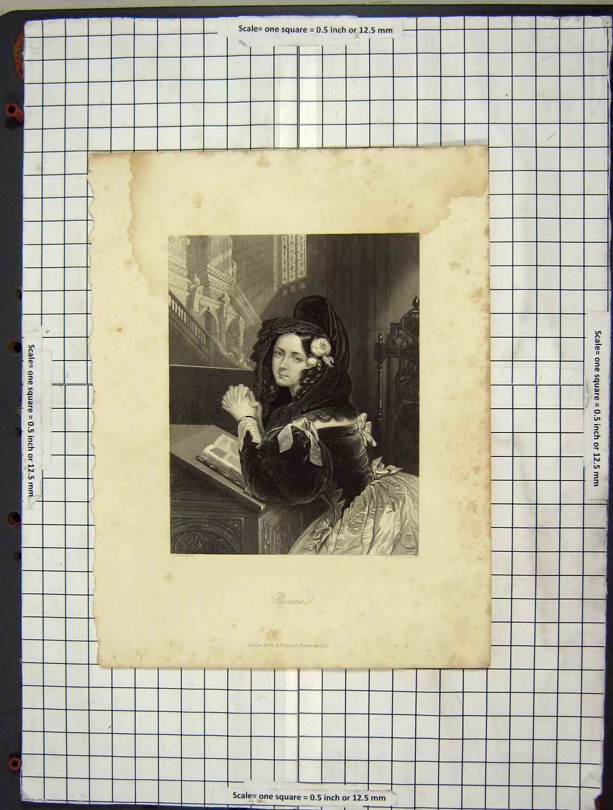 Original Old Antique Print C1880 Portrait Rosina Lady Payne Engraving Victorian