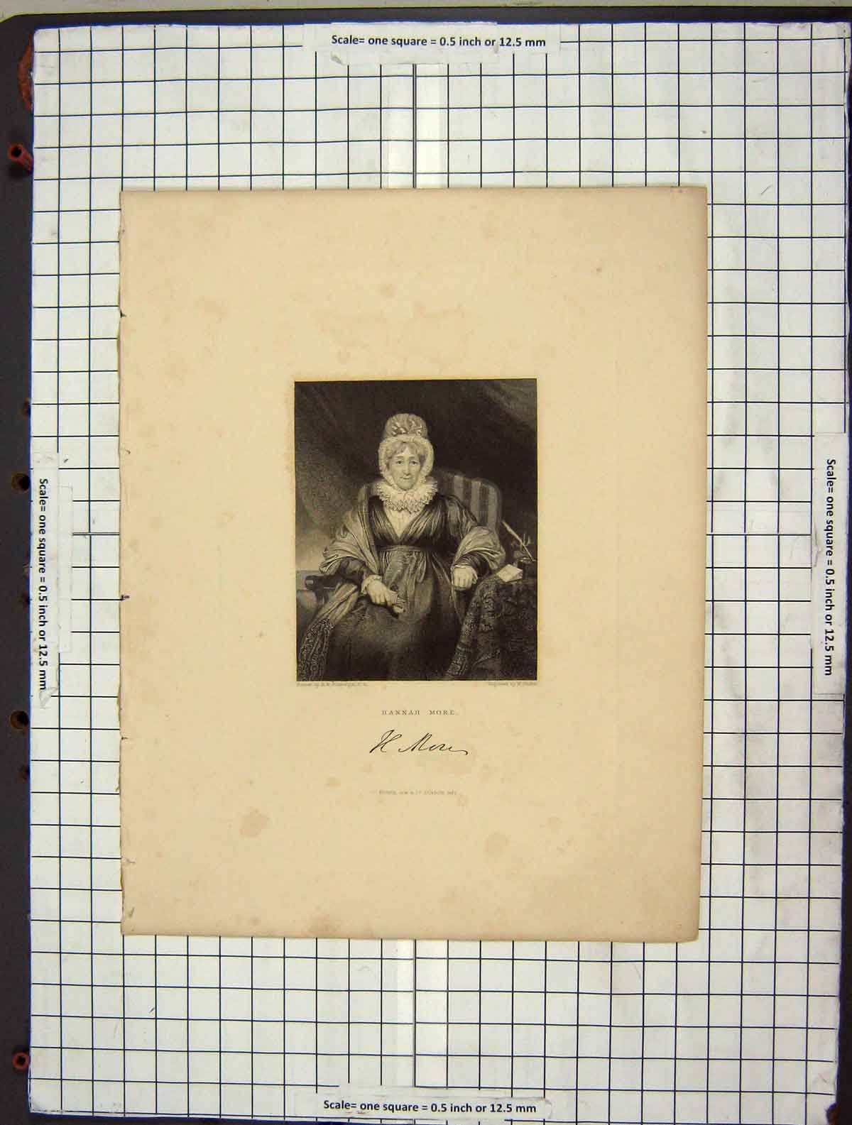Original Old Antique Print 1831 Portrait Hannah More Finden Engraving 19th