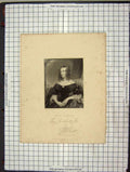 Original Old Antique Print 1840 Portrait Miss Pardoe Thomson Room Victorian