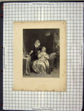Original Old Antique Print 1844 Portrait Beautiful Women Robinson Sharpe 19th