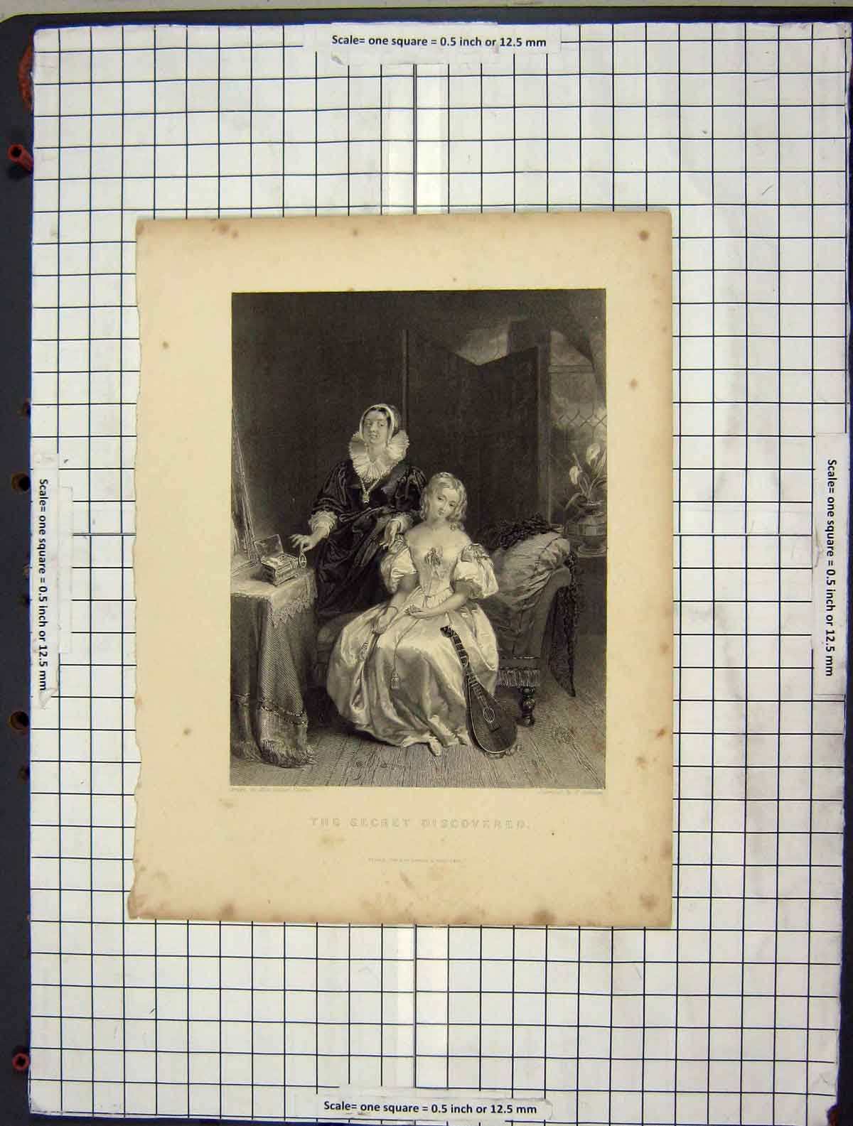 Original Old Antique Print 1844 Portrait Beautiful Women Robinson Sharpe 19th