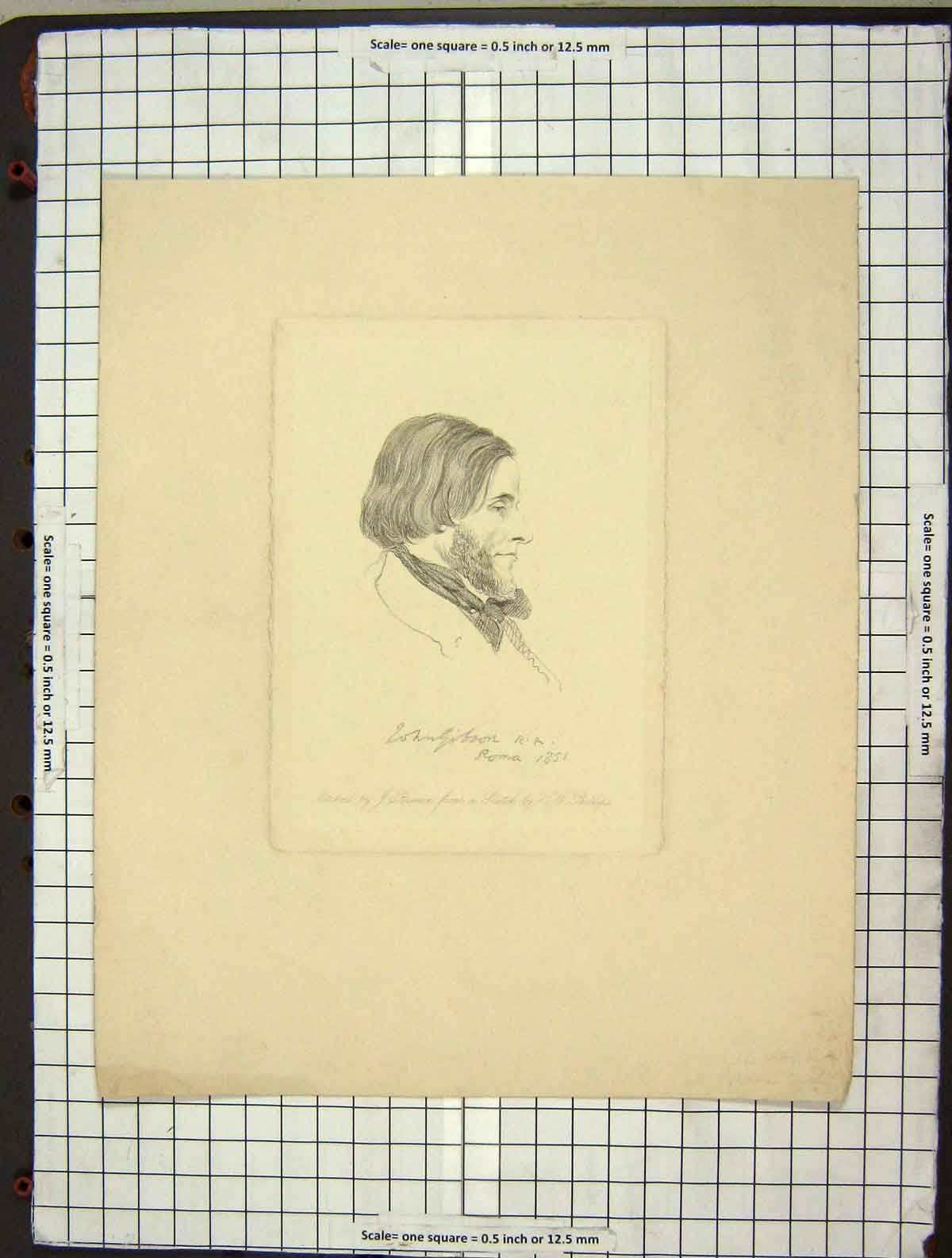 Original Old Antique Print 1851 Portrait Man Roma Brown Phillips 19th