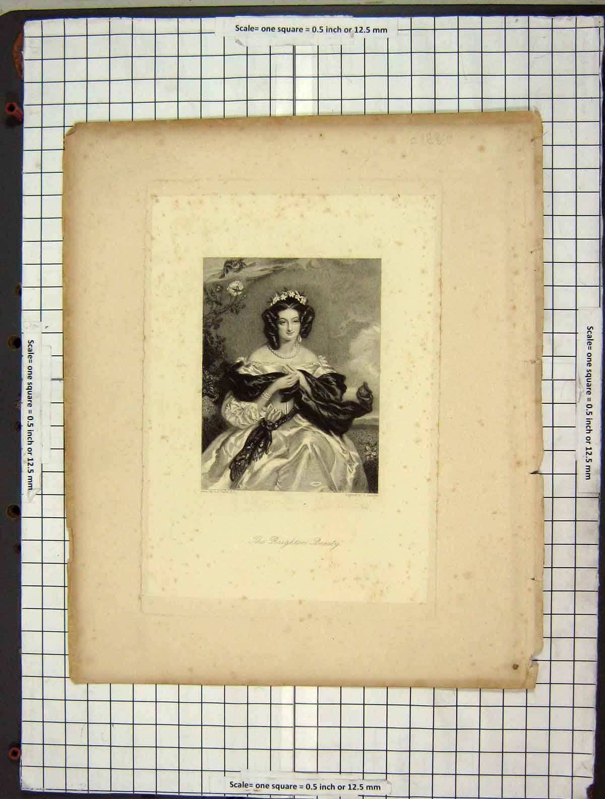 Original Old Antique Print C1880 Portrait Brighton Beauty Thomson Chalon 19th