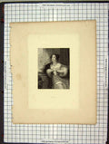 Original Old Antique Print C1880 Portrait Grace Lady Woman Engraving Mote 19th