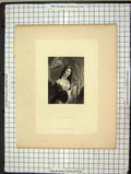 Original Old Antique Print C1880 Portrait Maid Athens Engraving Robinson 19th
