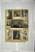 Old Antique Print Walter Raleigh Reading Will Sybil Temple Windsor House