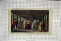 Original Old Antique Print Colour Inside House Island Ulietea Music Dance