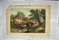 Old Antique Print View Sutton Surrey Horses Cart Reaper Worcestershire