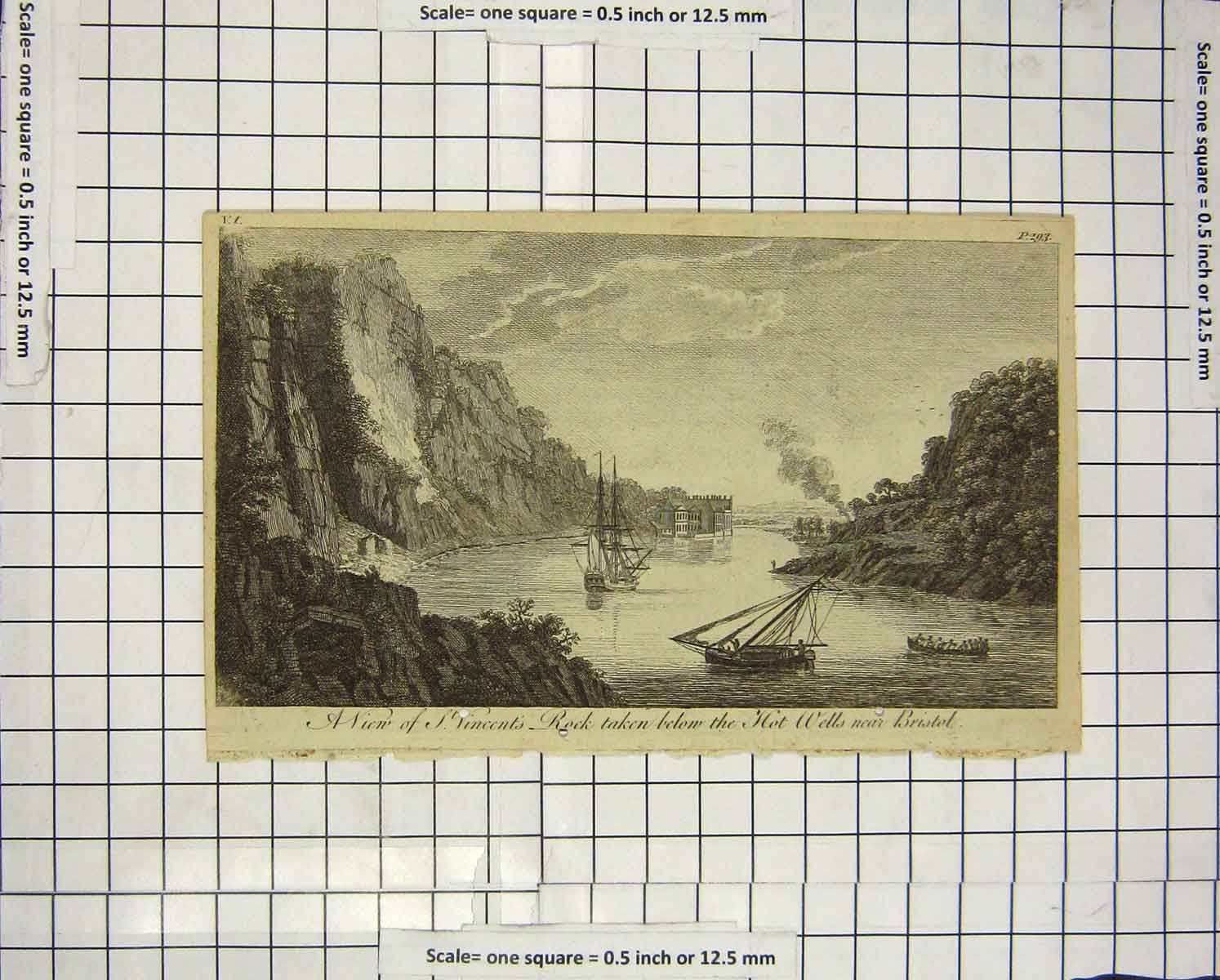 Original Old Antique Print C1800 View St. Vincent'S Rock Hote Wells Bristol