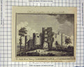 Original Old Antique Print C1800 View Langharne Castle Caermarthenshire Lowry