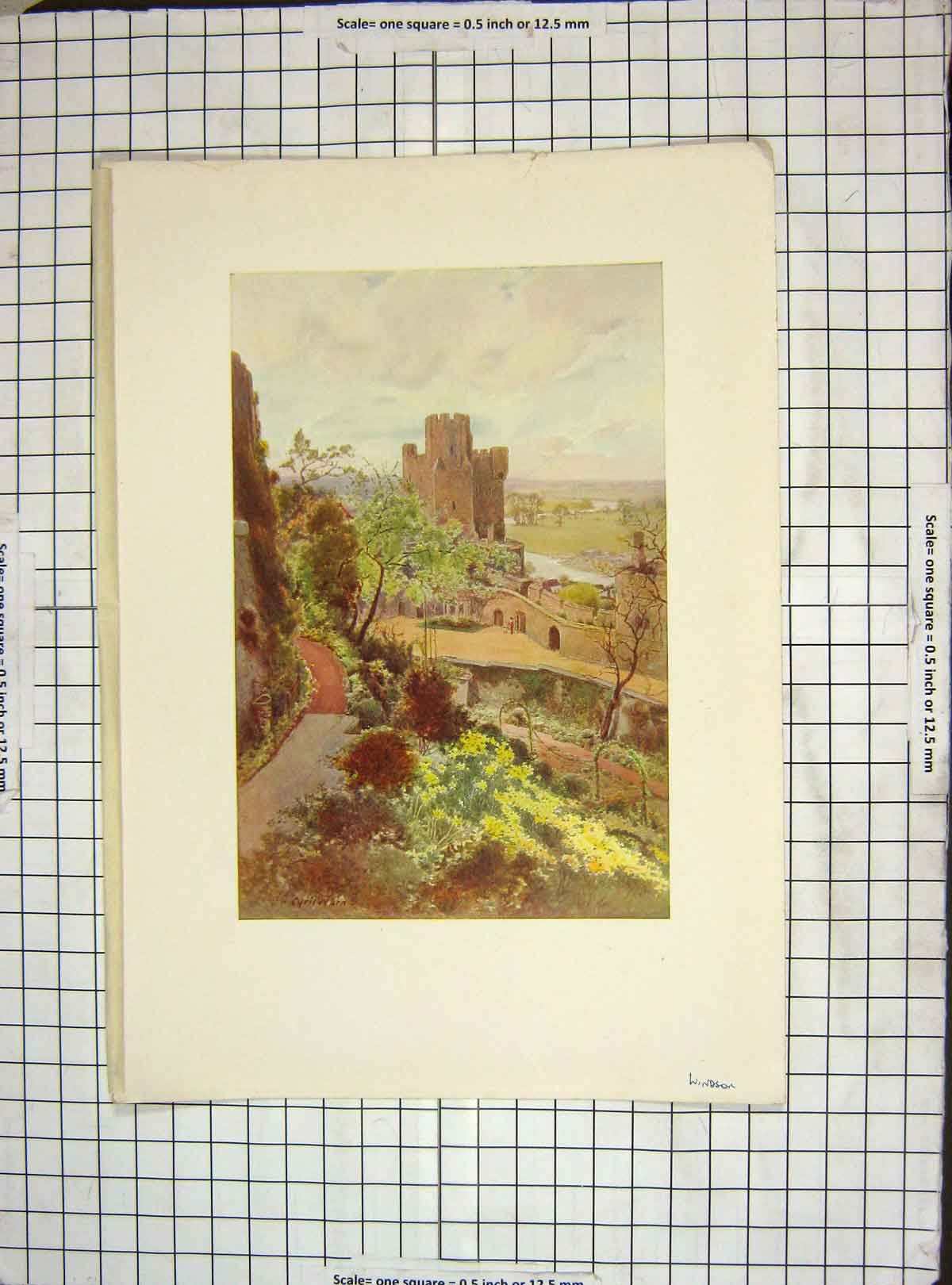 Original Old Vintage Print C1930 Winchester Tower James Herbere Norman Garden