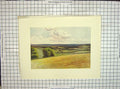 Original Old Vintage Print C1930 Landscape View Churchyard Tatsfield Colour