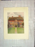 Original Old Vintage Print C1930 House Crossway Farm Garden Colour 20th Century