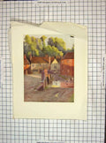 Original Old Antique Print 1911 Cobbett Birthplace Farnham Street Damaged 20th