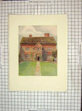 Original Old Vintage Print C1930 Colour Mansion House Crossway Farm 20th