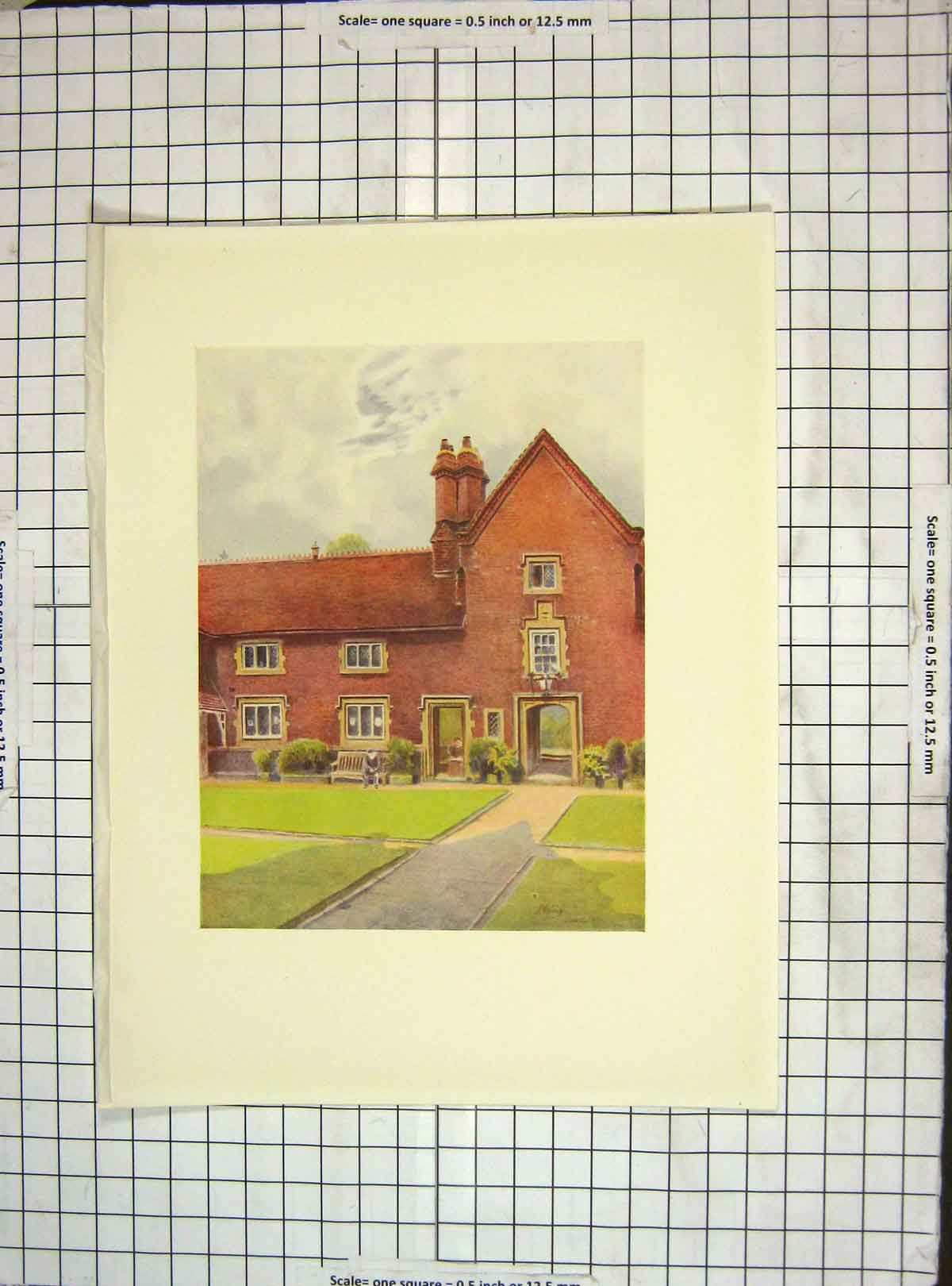 Original Old Vintage Print C1930 Architecture View Whitgift Hospital Croydon