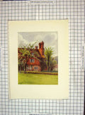 Original Old Antique Print 1913 View Tenchleys Manour House Architecture Colour