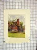 Original Old Antique Print 1913 Damaged View Tenchleys Manour House Garden 20th