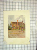 Original Old Antique Print 1911 View AlfHouse Farm Farmer Colour 20th Century