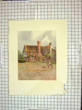 Original Old Vintage Print C1930 Damaged Colour View AlfHouse Farm 20th Century