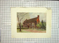 Original Old Vintage Print C1930 Damaged View Surrey Hall Architecture 20th