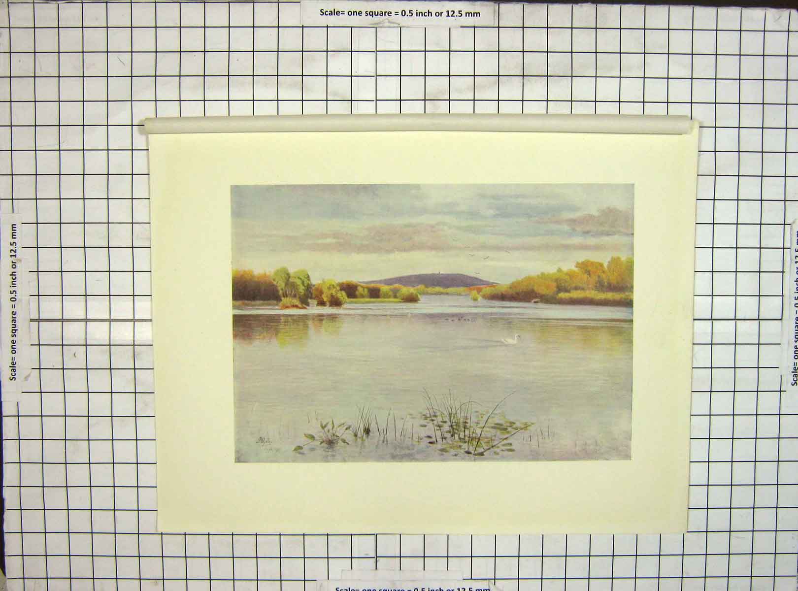 Old Vintage Print Ref.52 C1930 Landscape View Vachery Pond Hills Colour