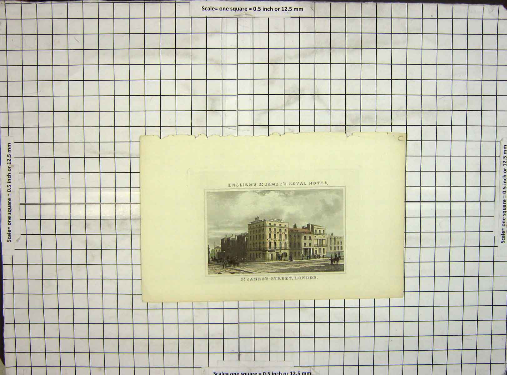 Original Old Antique Print Hand Coloured St. James'S Royal Hotel London