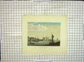 Original Old Antique Print Hand Coloured Helsingoers Havn Ship Boats