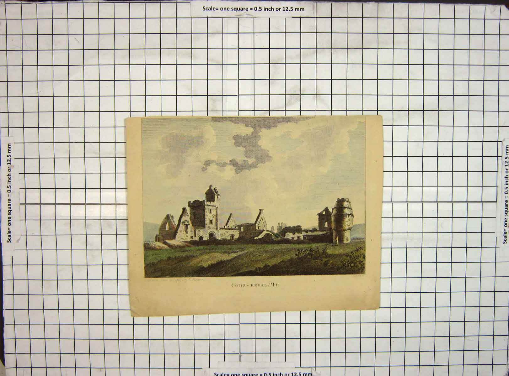 Original Old Antique Print 1789 Hooper Hand Coloured Cors-Regal Ruins 18th
