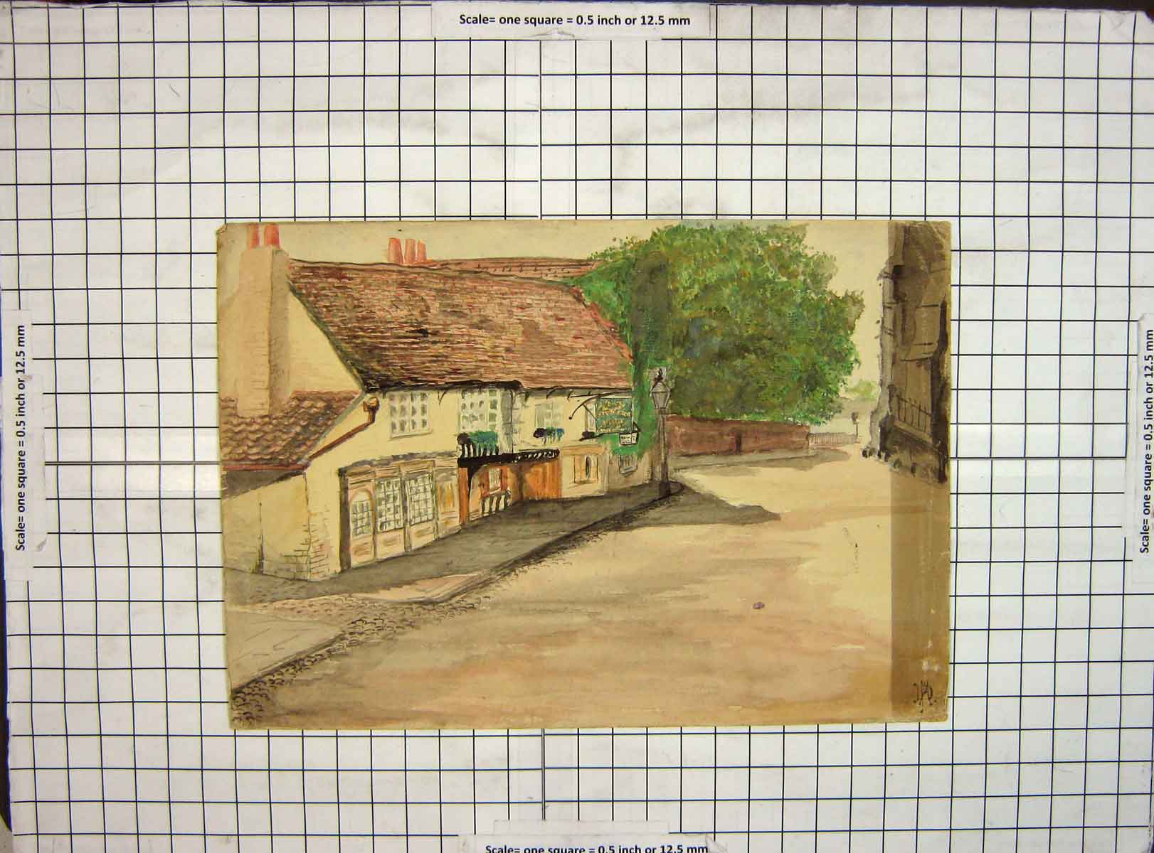 Original Old Antique Print Hand Coloured Burlington Arms Chiswick Street