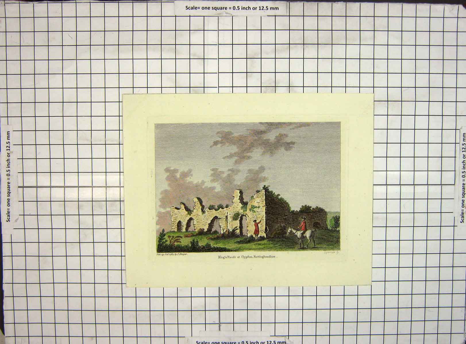 Original Old Antique Print 1784 Hand Coloured Hooper Kings House Clypston 18th