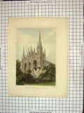 Original Old Antique Print 1828 Peterborough Cathedral Palace Le Keux Bartlett