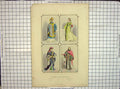 Original Old Antique Print Hand Coloured Costumes Earl Bishop Countess Judge