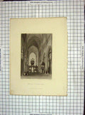 Old Antique Print C1900 Church St. Salvador Bruges Payne Albert Engraving 20th