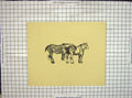 Original Old Antique Print C1900 Drawing Farm Cart Horse Animal 20th