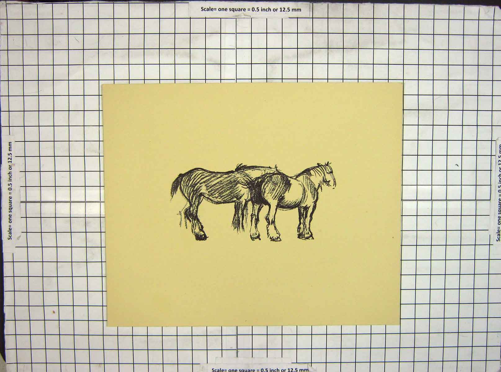 Original Old Antique Print C1900 Drawing Farm Cart Horse Animal 20th