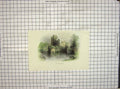 Original Old Antique Print Keep Tower Moat Trees Raglan Colour