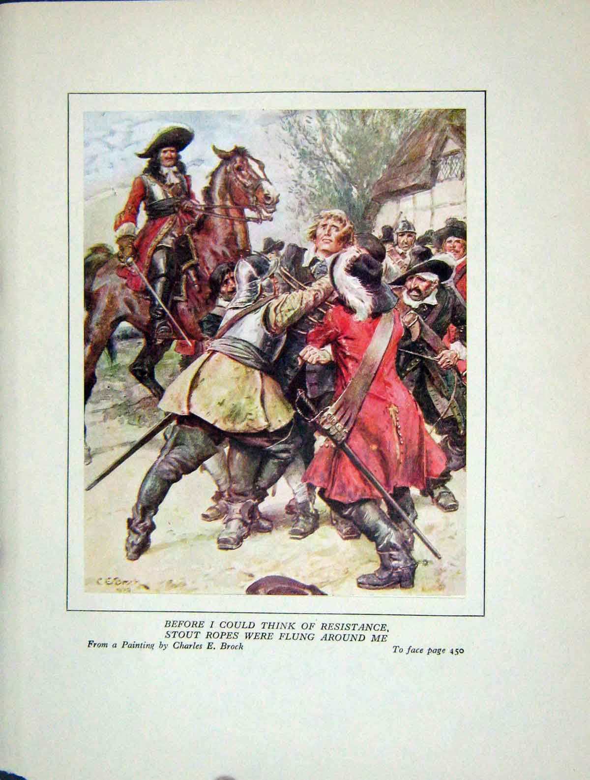 Original Old Vintage Print 1930 Lorna Doone Men Fighting Street Charles Brock