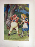Original Old Vintage Print 1928 Alice Looking Glass Tweedeldum Colour 20th