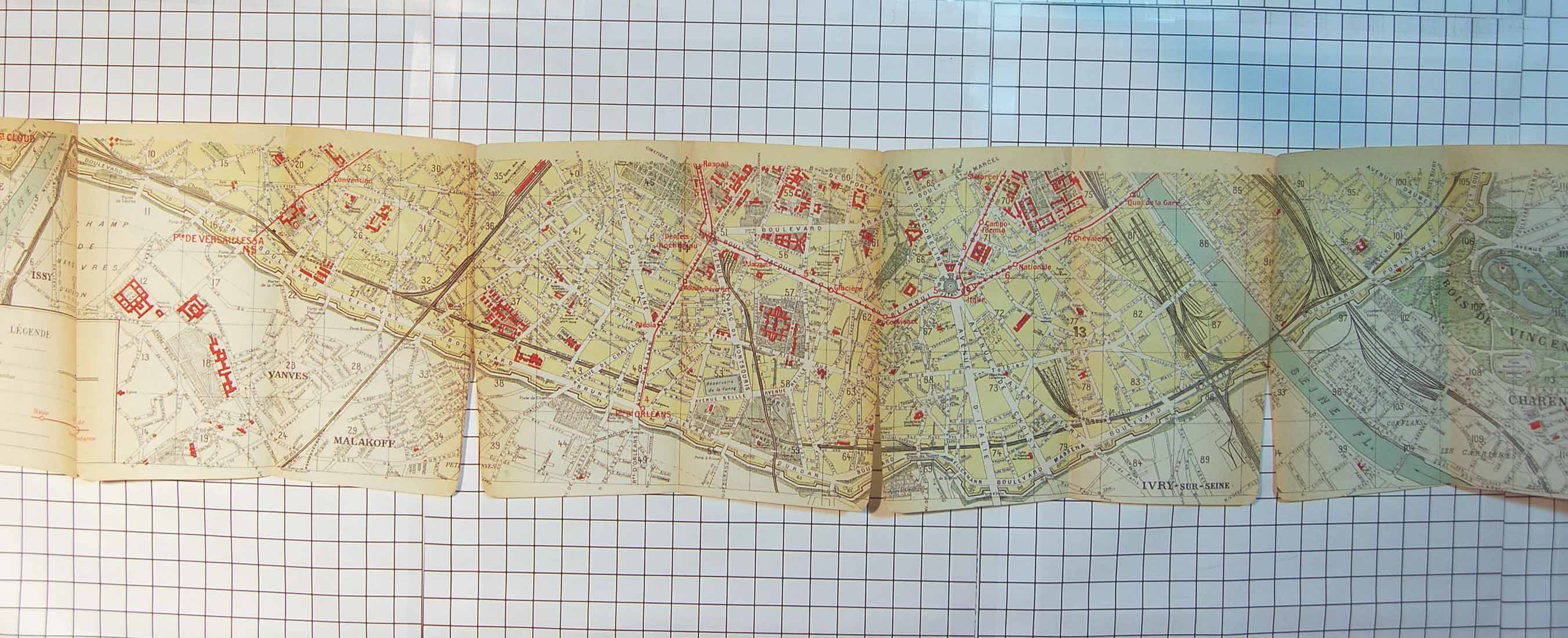 Original Old Antique Print Map Street Plan Paris France Seine River