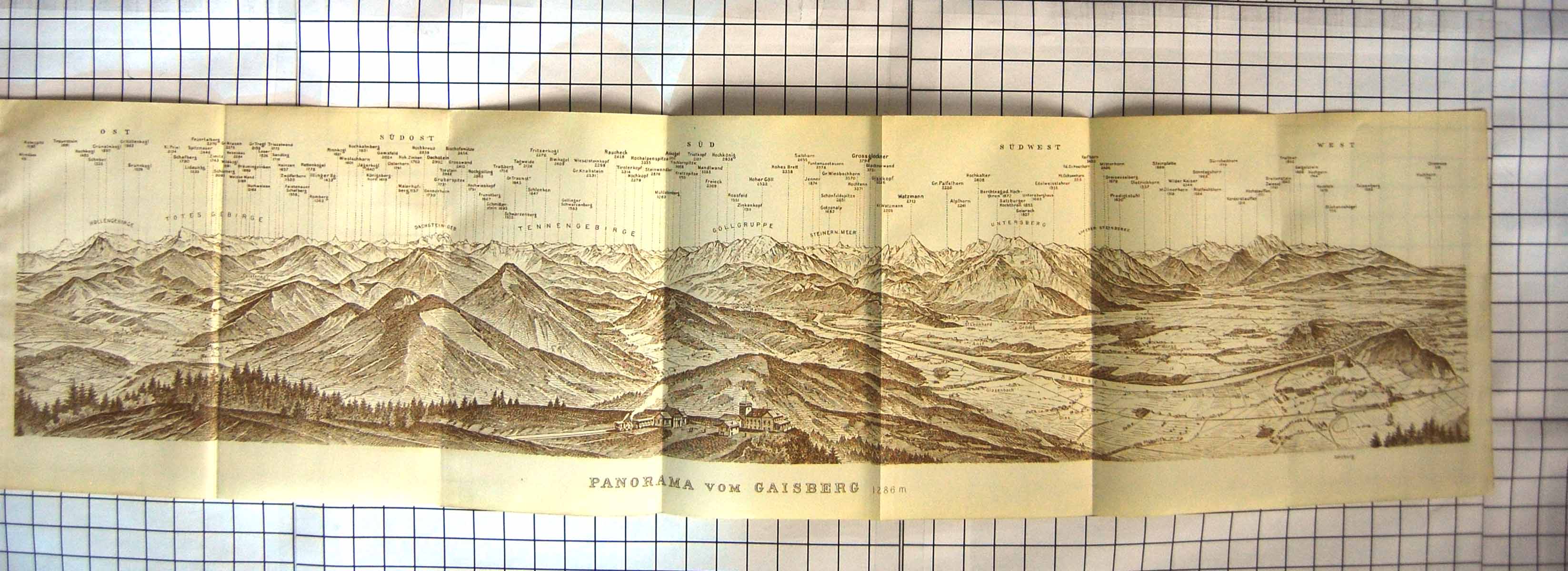 Original Old Antique Print Tyrol Mountains Gaisberg Steinplatte