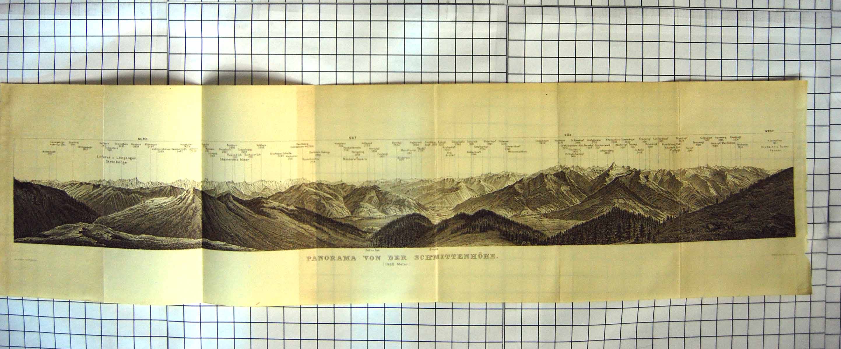 Original Old Antique Print Tyrol Mountains Schmittenhohe Bruck Arche